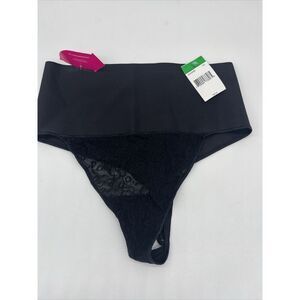 Maidenform Women's Shaping Lace Thong No Pinch Waistband Black DM0049‎ Size L